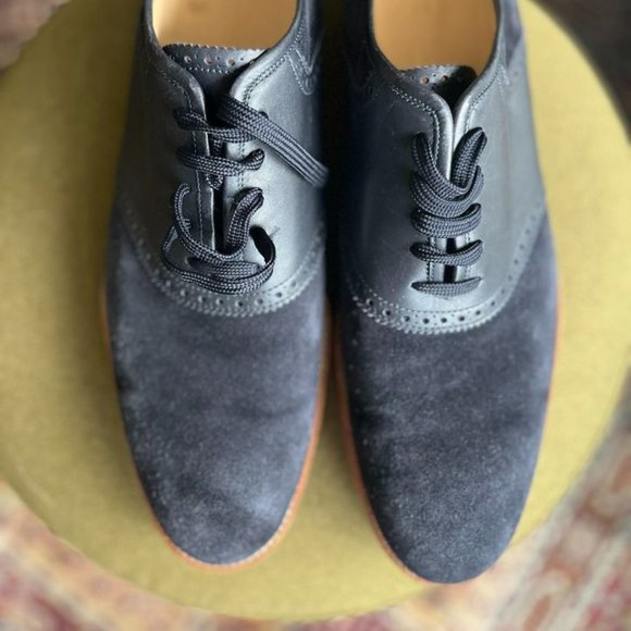 Louis Vuitton Suede Leather Trim Embellishment Brogues (BLUE/BLACK | US 9 1/2) - Picture 6 of 7